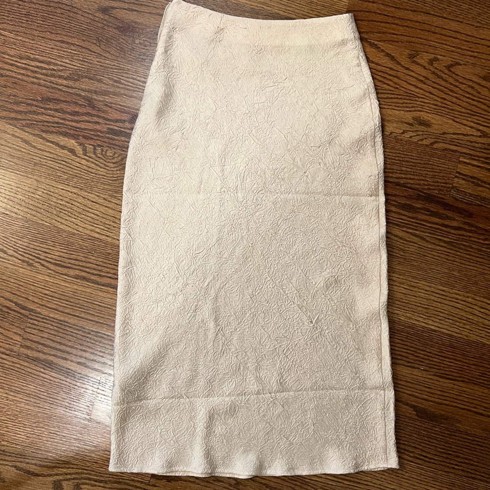 NAKD Textured Ivory Midi Skirt